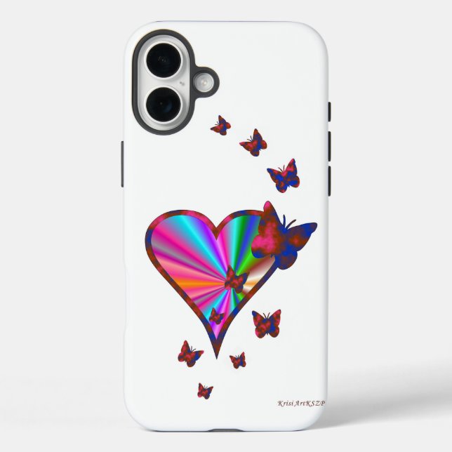 Rainbow Heart and Butterfly Case-Mate iPhone Case (Back)