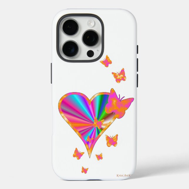 Rainbow Heart and Butterfly Case-Mate iPhone Case (Back)