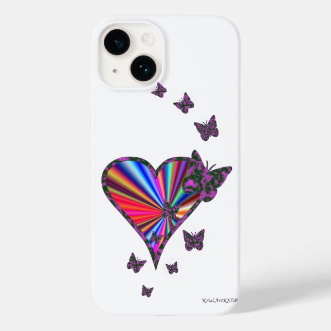 Rainbow Heart and Butterfly Case-Mate iPhone Case (Back)