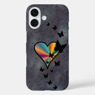 Rainbow Heart and Butterfly iPhone 16 Case