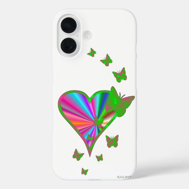 Rainbow Heart and Butterfly Case-Mate iPhone Case (Back)