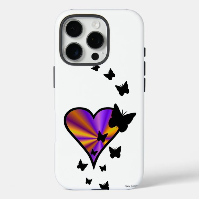 Rainbow Heart and Butterfly Case-Mate iPhone Case (Back)