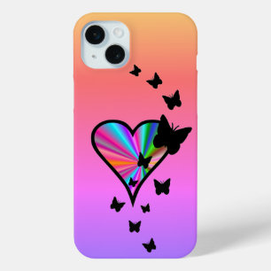 Rainbow Heart and Butterfly iPhone 15 Mini Case