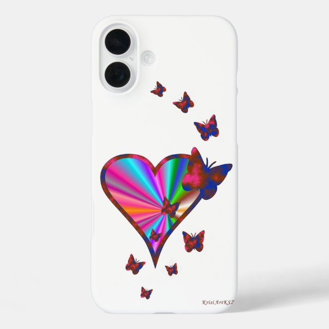 Rainbow Heart and Butterfly Case-Mate iPhone Case (Back)
