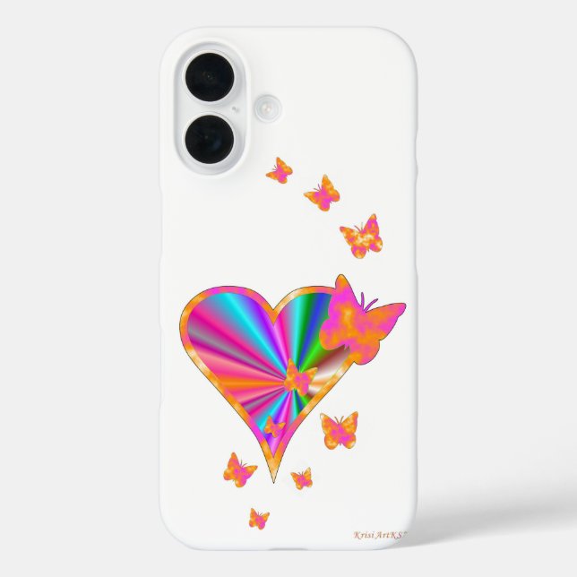 Rainbow Heart and Butterfly Case-Mate iPhone Case (Back)