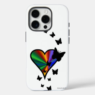 Rainbow Heart and Butterfly iPhone 16 Pro Case