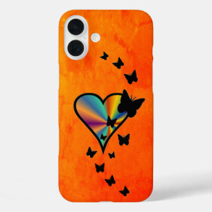 Rainbow Heart and Butterfly iPhone 16 Plus Case