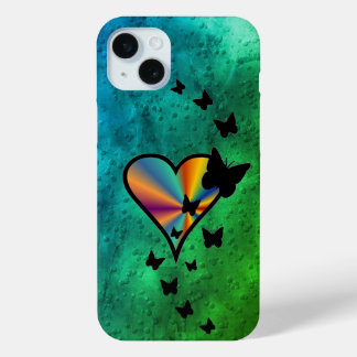 Rainbow Heart and Butterfly iPhone 15 Mini Case