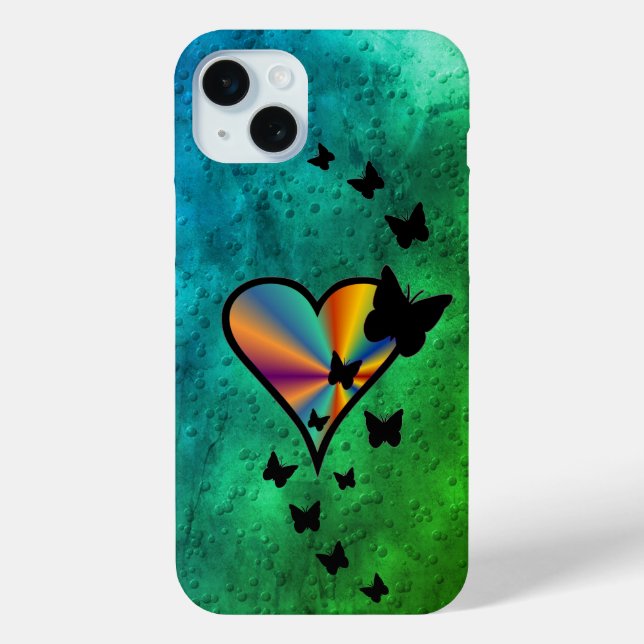Rainbow Heart and Butterfly Case-Mate iPhone Case (Back)
