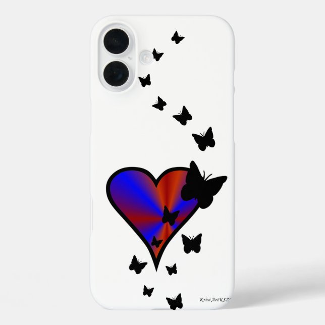 Rainbow Heart and Butterfly Case-Mate iPhone Case (Back)