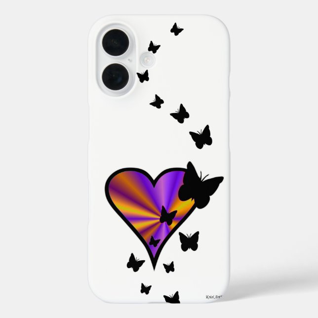 Rainbow Heart and Butterfly Case-Mate iPhone Case (Back)