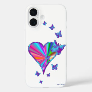 Rainbow Heart and Butterfly iPhone 16 Case
