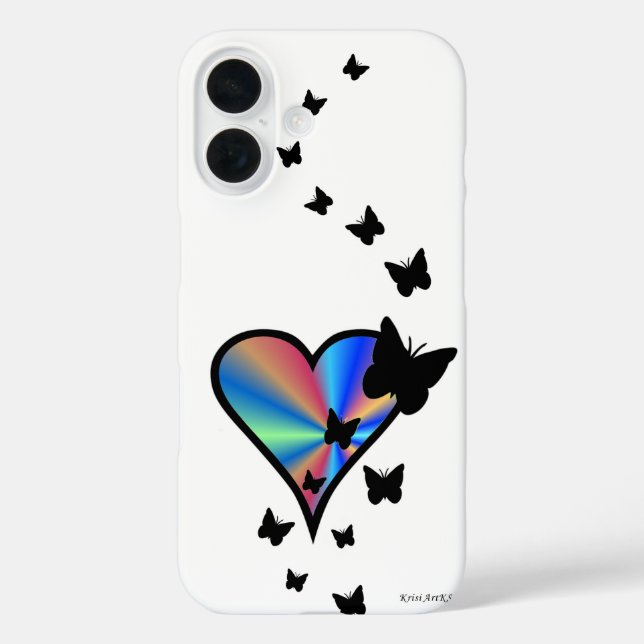 Rainbow Heart and Butterfly Case-Mate iPhone Case (Back)