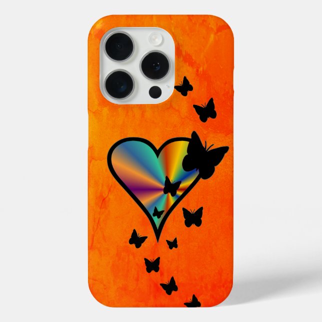 Rainbow Heart and Butterfly Case-Mate iPhone Case (Back)