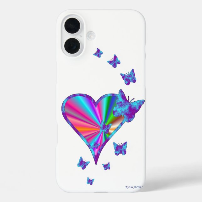 Rainbow Heart and Butterfly Case-Mate iPhone Case (Back)