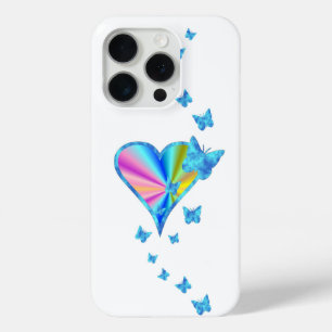 Rainbow Heart and Butterfly iPhone 15 Pro Case