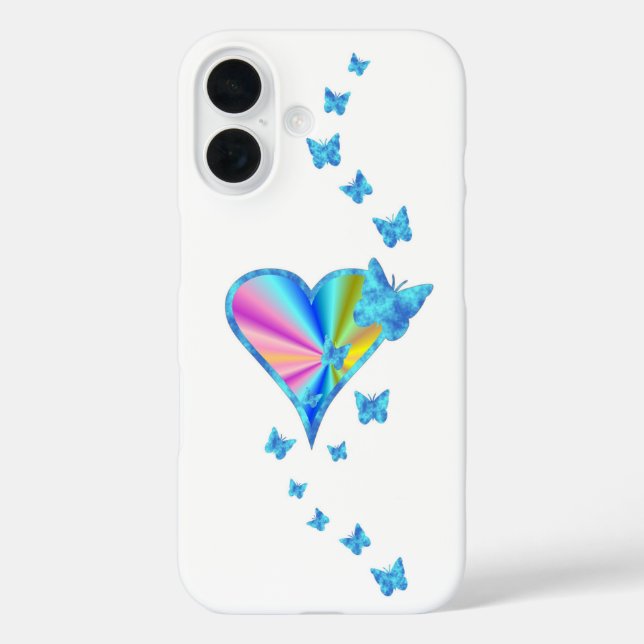 Rainbow Heart and Butterfly Case-Mate iPhone Case (Back)