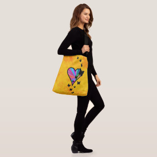 Rainbow Heart and Butterfly Crossbody Bag