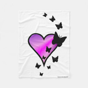 Rainbow Heart and Butterfly Fleece Blanket