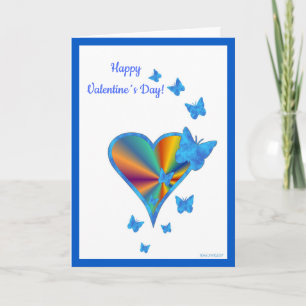Rainbow Heart and Butterfly Holiday Card