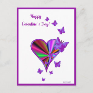 Rainbow Heart and Butterfly Holiday Postcard