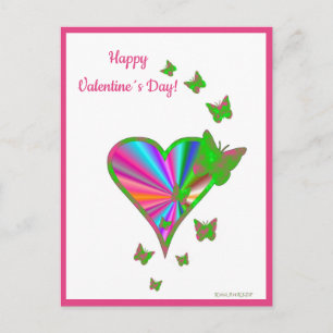 Rainbow Heart and Butterfly Holiday Postcard