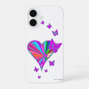 Rainbow Heart and Butterfly iPhone 16 Case