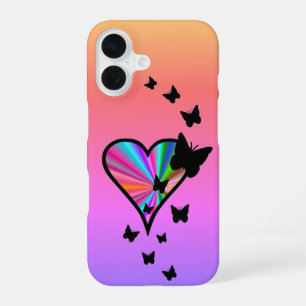 Rainbow Heart and Butterfly iPhone 16 Case