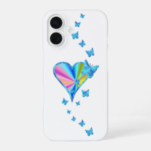 Rainbow Heart and Butterfly iPhone 16 Case