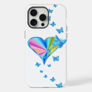 Rainbow Heart and Butterfly iPhone 15 Pro Max Case