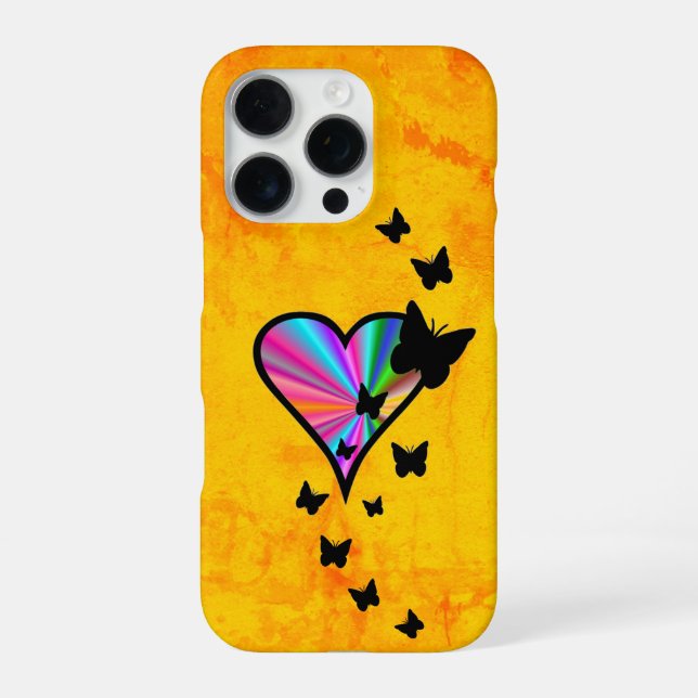 Rainbow Heart and Butterfly iPhone Case (Back)