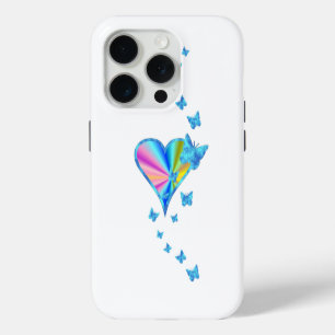 Rainbow Heart and Butterfly iPhone 15 Pro Case
