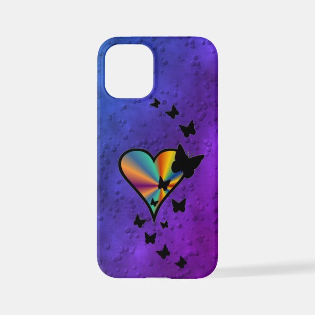 Rainbow Heart and Butterfly iPhone Case (Back)