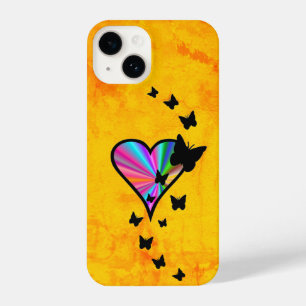 Rainbow Heart and Butterfly iPhone 14 Case