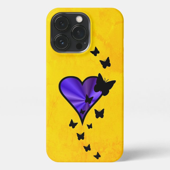 Rainbow Heart and Butterfly iPhone Case (Back)