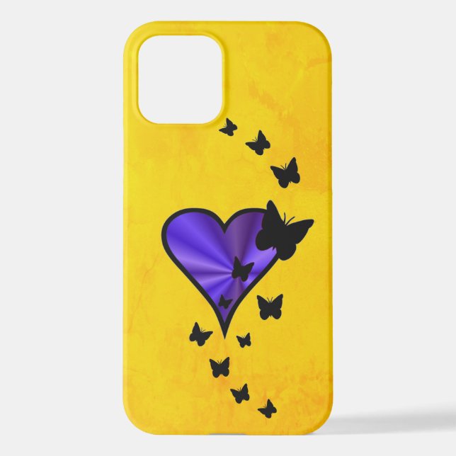 Rainbow Heart and Butterfly iPhone Case (Back)
