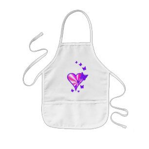 Rainbow Heart and Butterfly Kids Apron