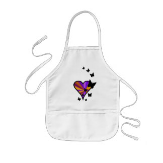 Rainbow Heart and Butterfly Kids Apron