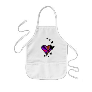 Rainbow Heart and Butterfly Kids Apron