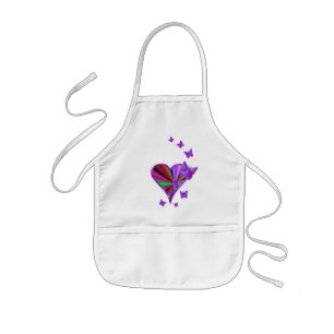 Rainbow Heart and Butterfly Kids Apron