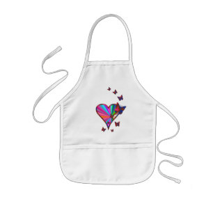 Rainbow Heart and Butterfly Kids Apron