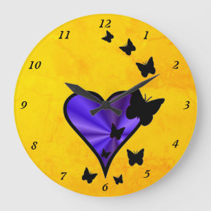 Rainbow Heart and Butterfly Large Clock