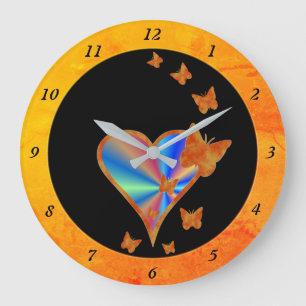 Rainbow Heart and Butterfly Large Clock