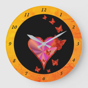 Rainbow Heart and Butterfly Large Clock