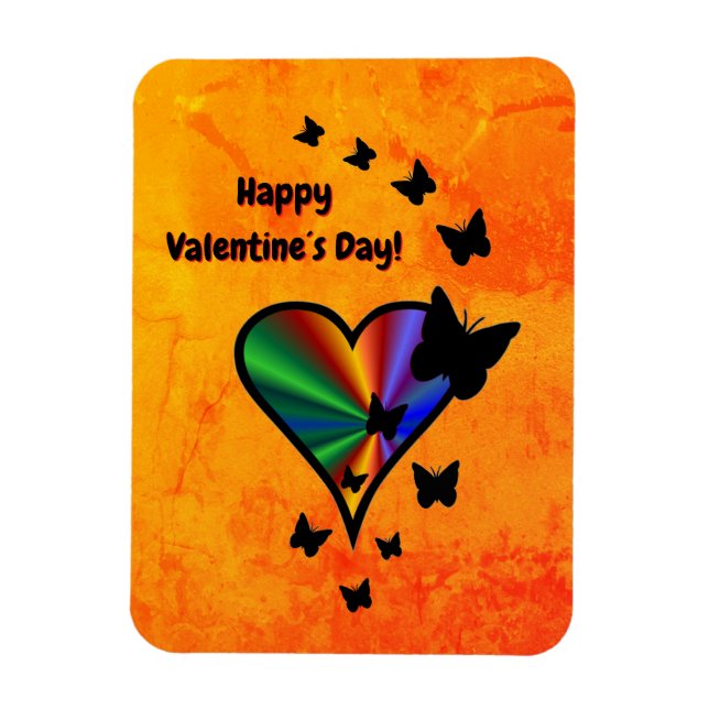 Rainbow Heart and Butterfly Magnet (Vertical)