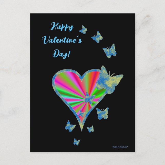 Rainbow Heart and Butterfly Postcard (Front)