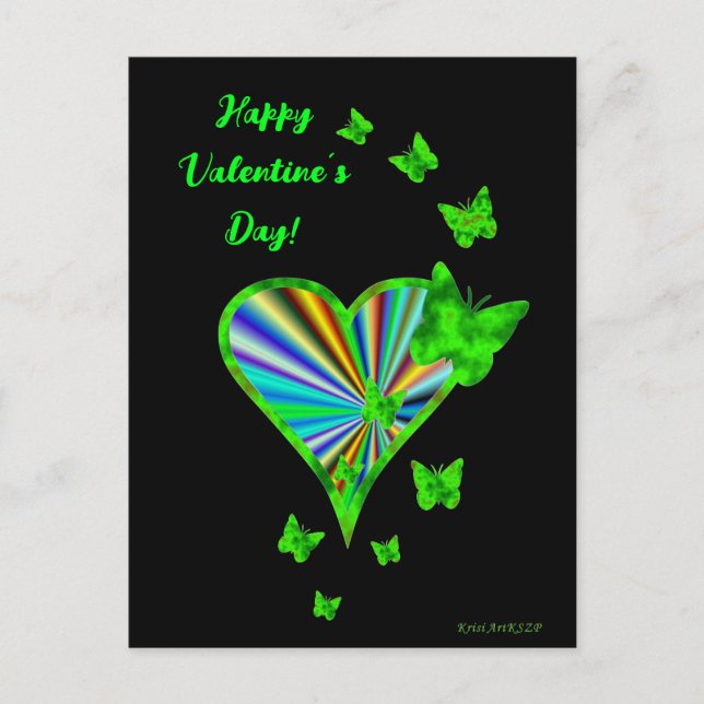 Rainbow Heart and Butterfly Postcard (Front)