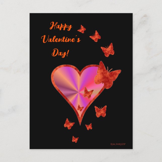 Rainbow Heart and Butterfly Postcard (Front)