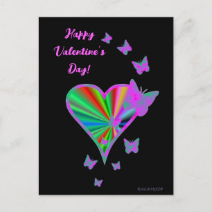 Rainbow Heart and Butterfly Postcard