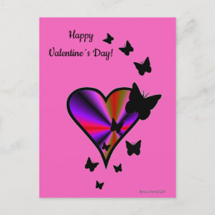 Rainbow Heart and Butterfly Postcard